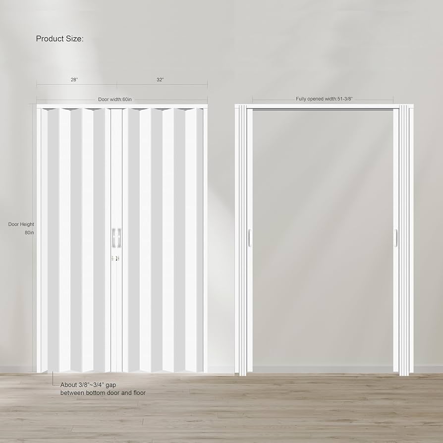 ぶらんこ DIYHD 60X80in Double Accordion Folding Door with Mounting Hardware